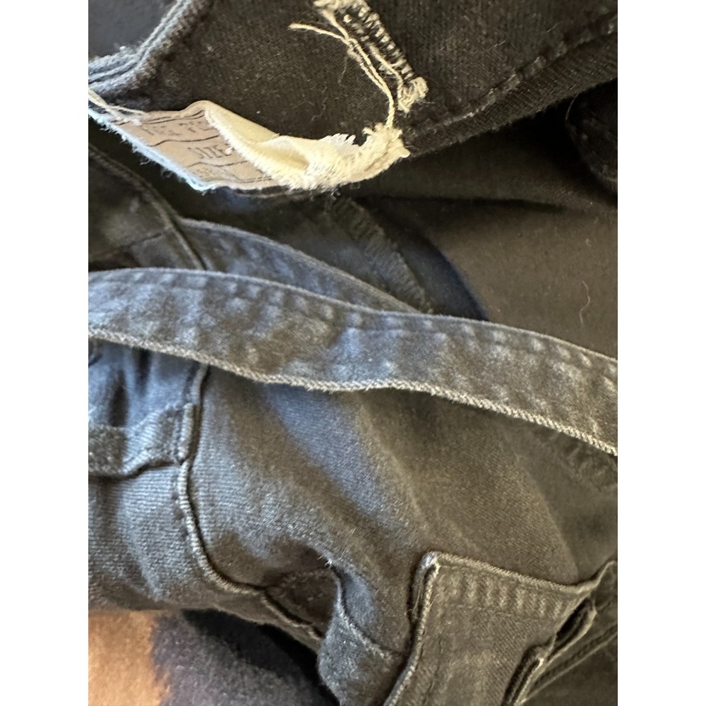 Free People Washed Black Denim Overalls One-Piece Size 28 Strappy Faded Pockets - Picture 10 of 16